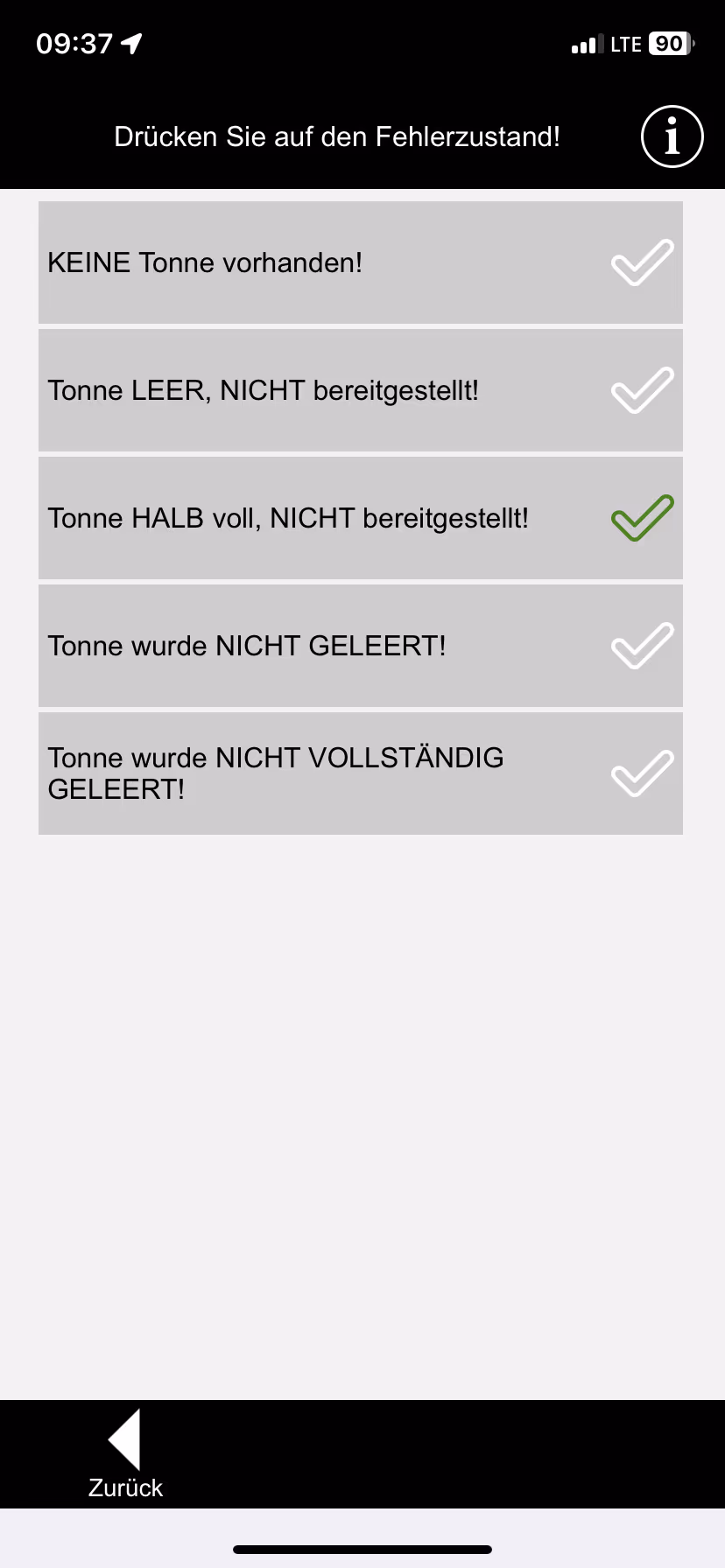 Füllmenge - Fehlerzustände mit einem Klick melden